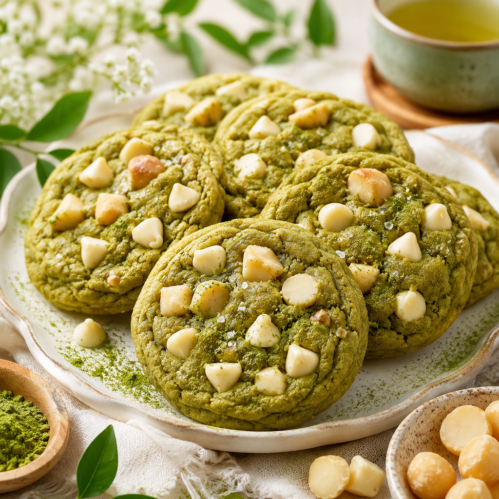 Gluten-free Matcha-Macadamia Cookies