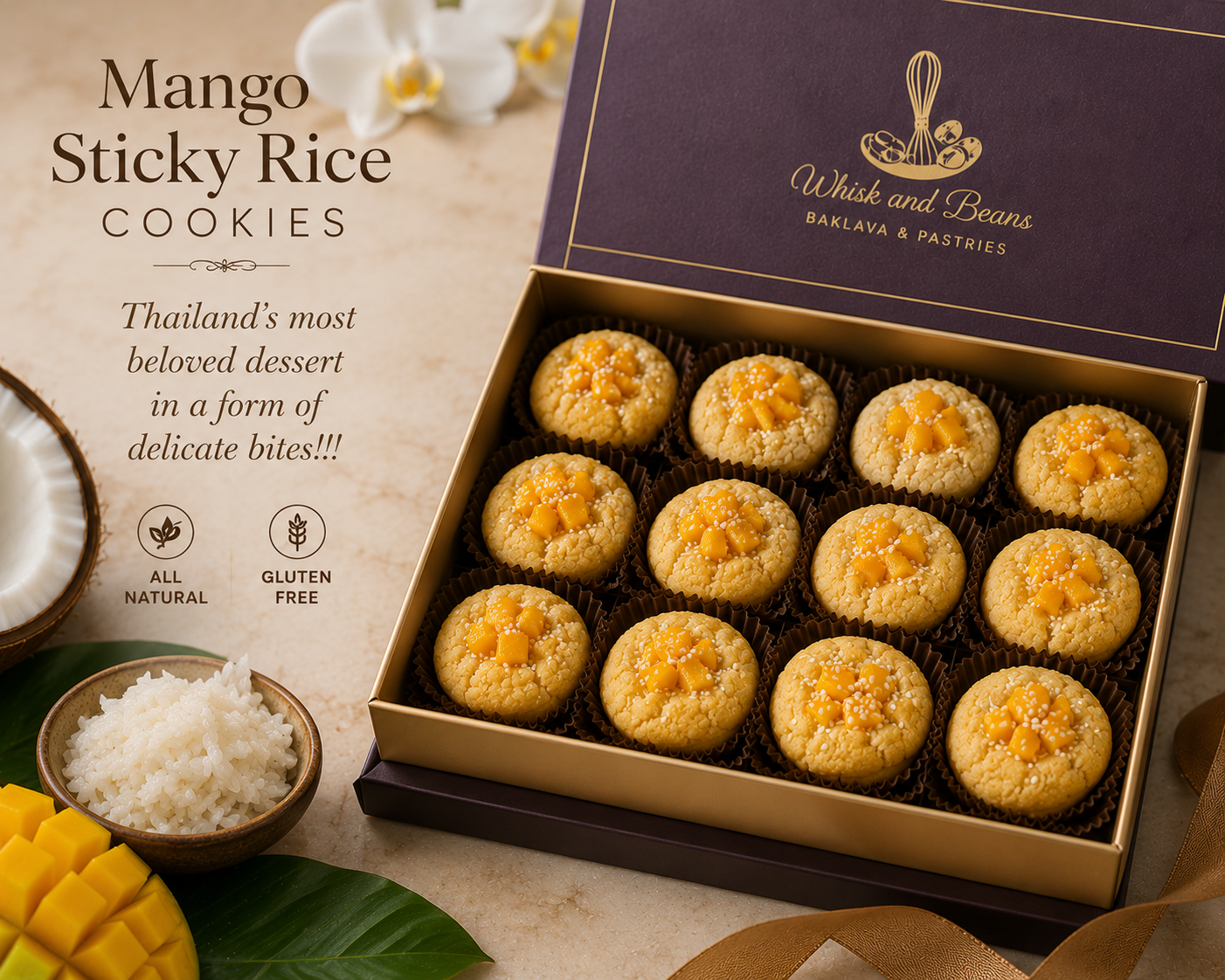 Gluten-Free Mango Sticky Rice Cookies