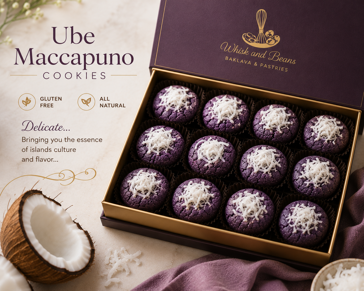 Gluten-free Ube-coconut Cookirs