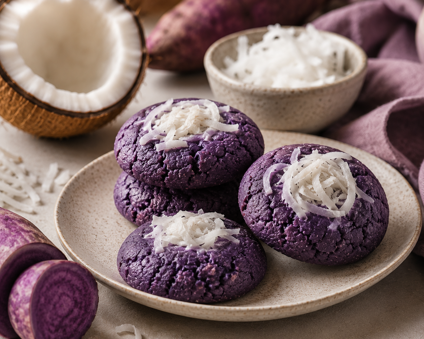 Gluten-free Ube-coconut Cookirs
